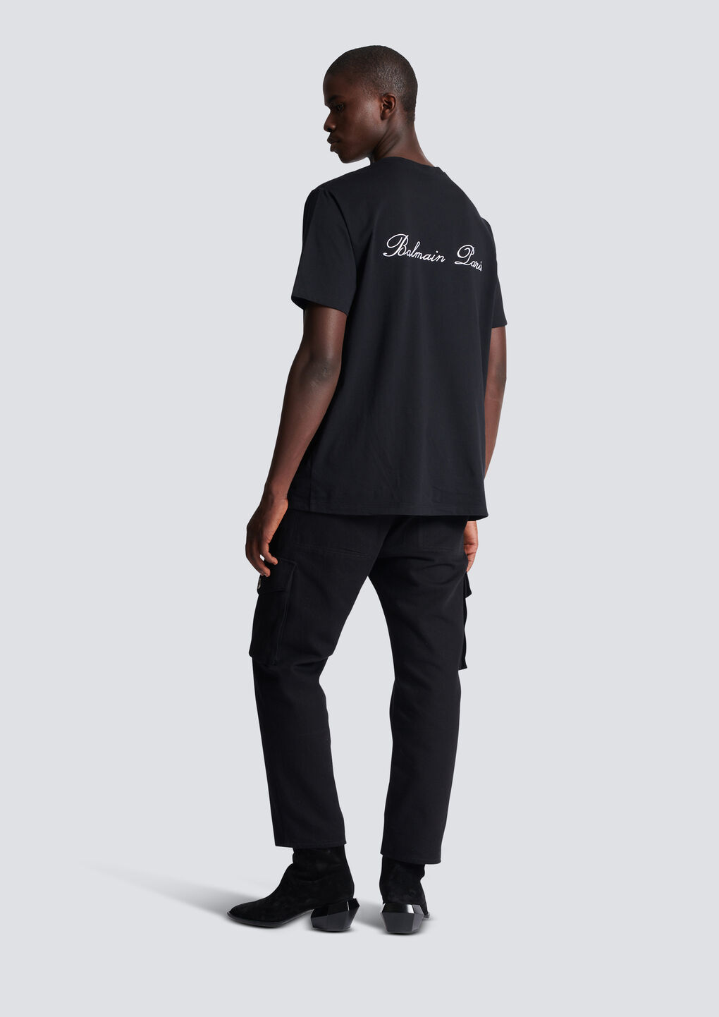 Balmain Black Cotton T-shirt In Black