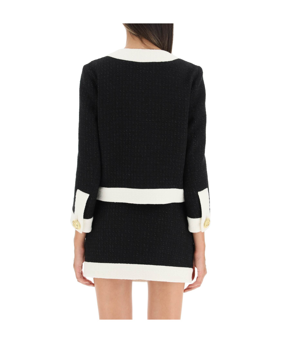 Dsquared2 Two Tone Tweed Boxy Jacket In Black