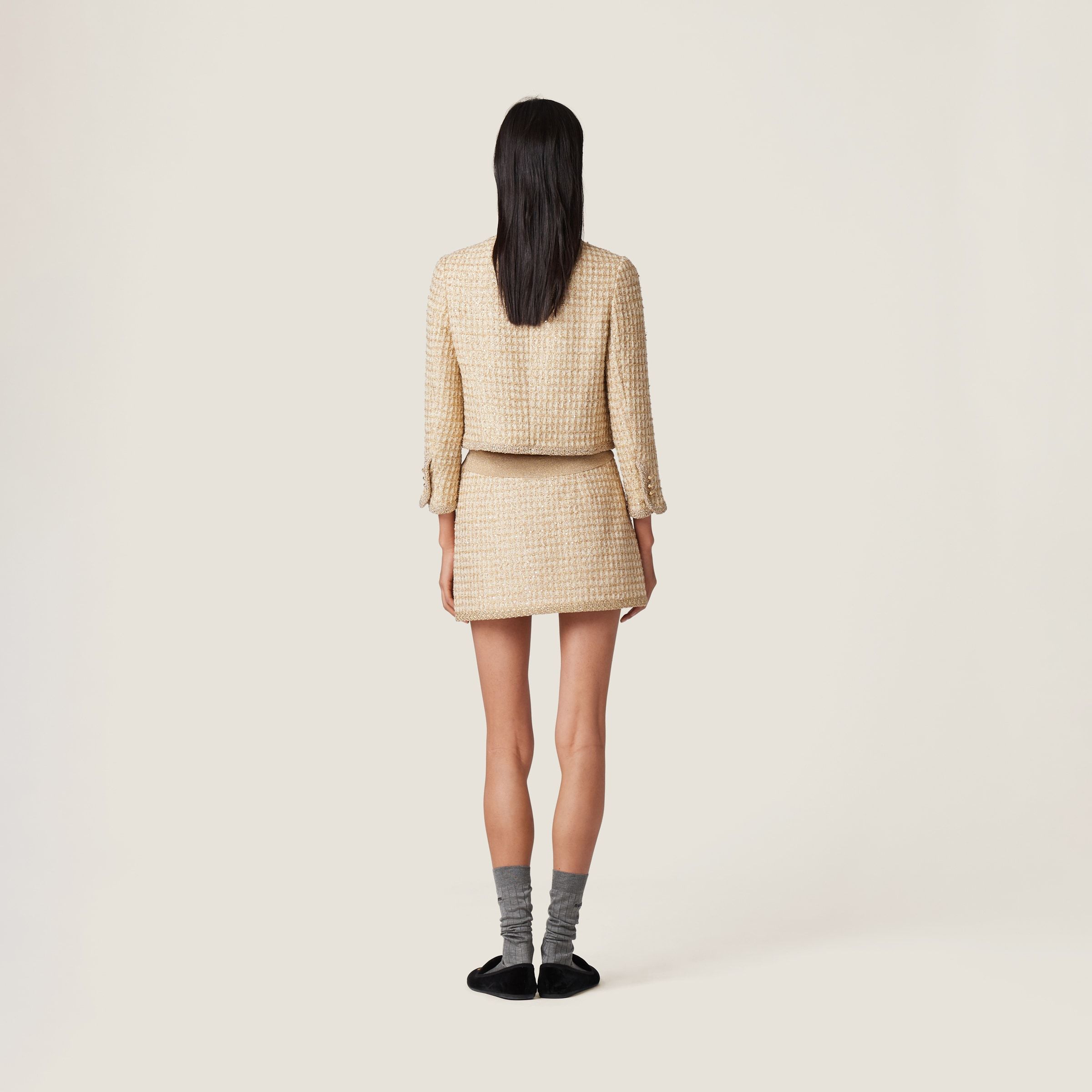 MIU MIU CHECKED LAMÉ MINISKIRT
