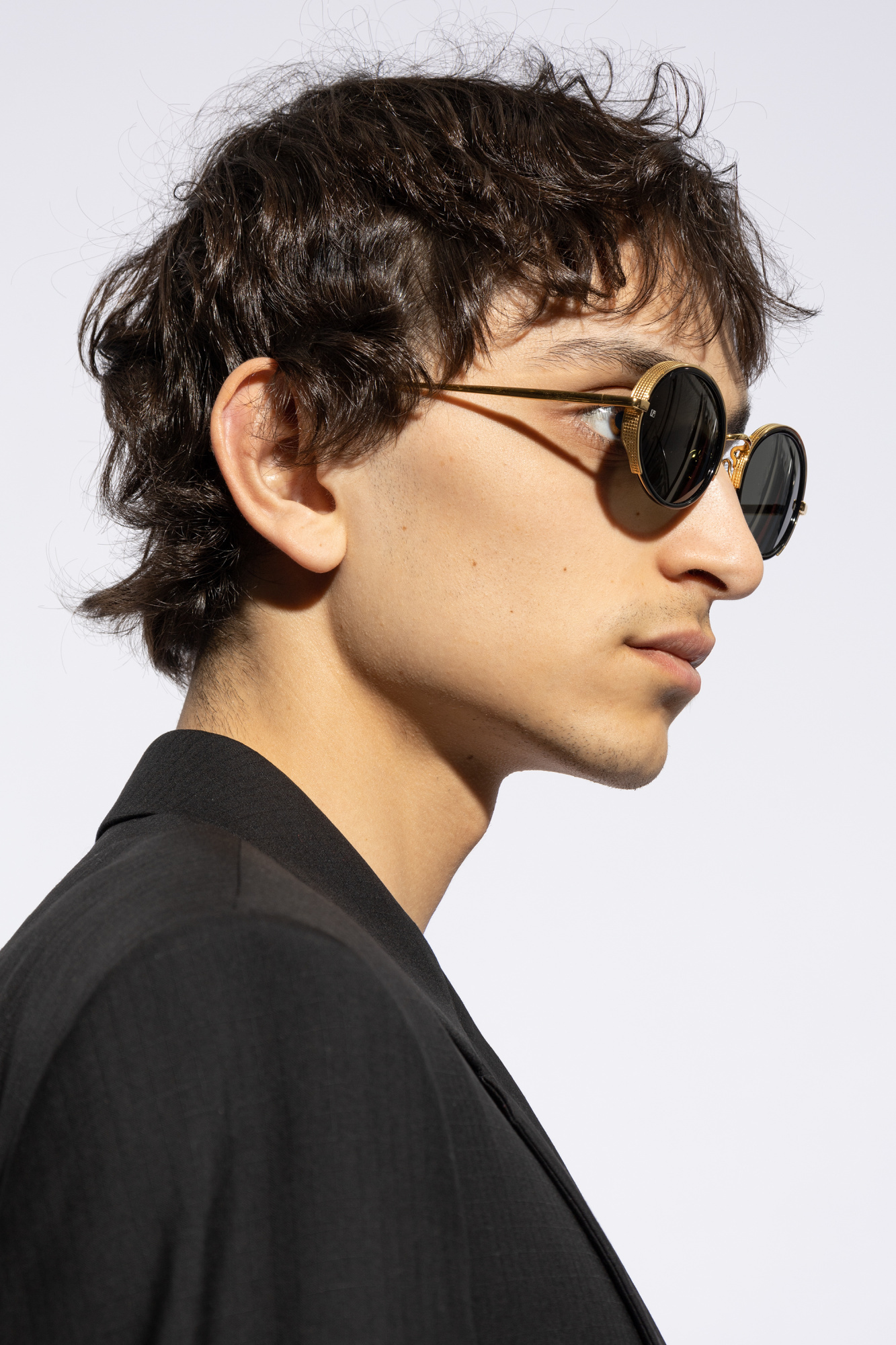 Linda Farrow Finn Round Frame Sunglasses In Gray