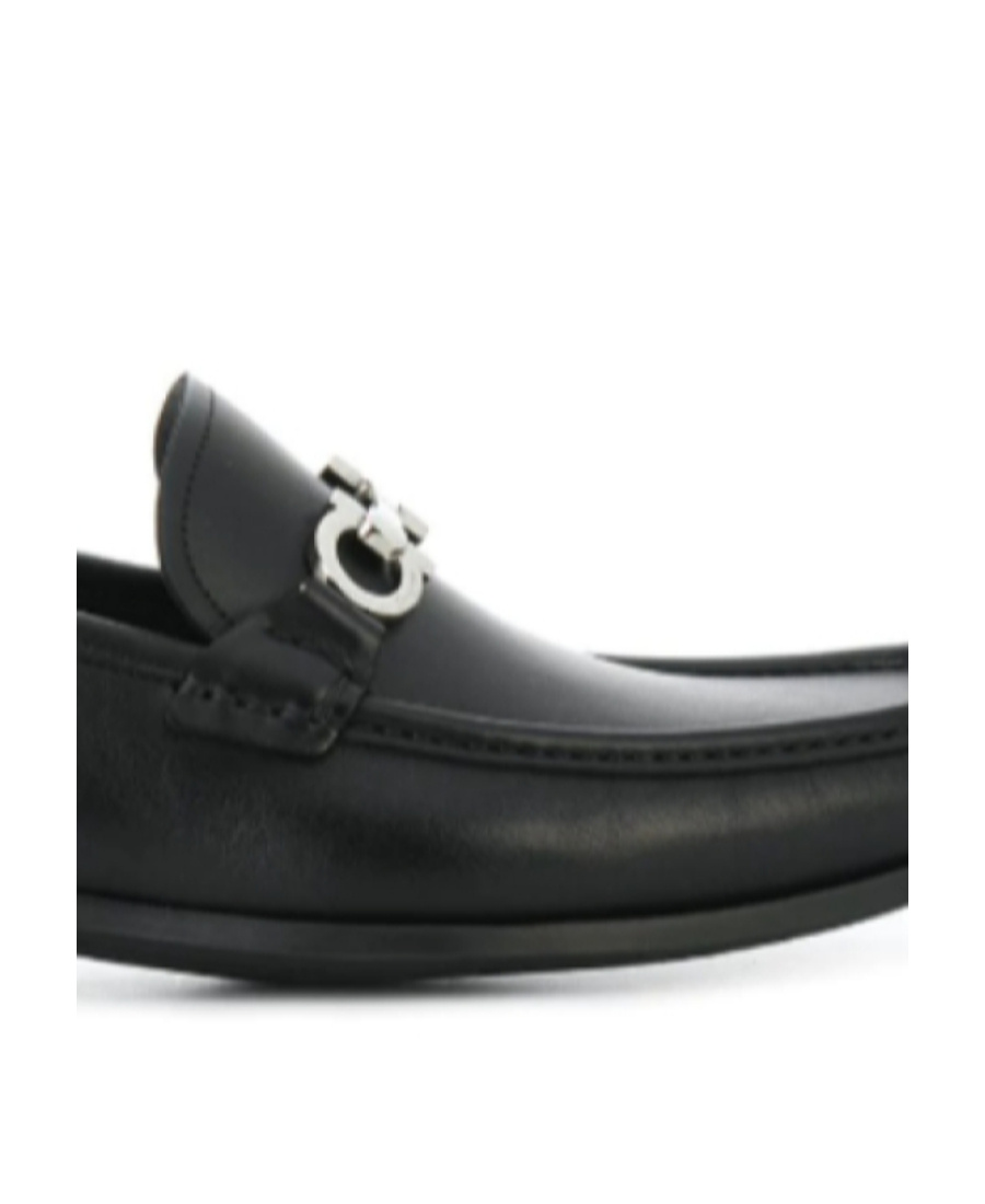 Ferragamo Gancini Ornament Loafers In Calf Leather In Black