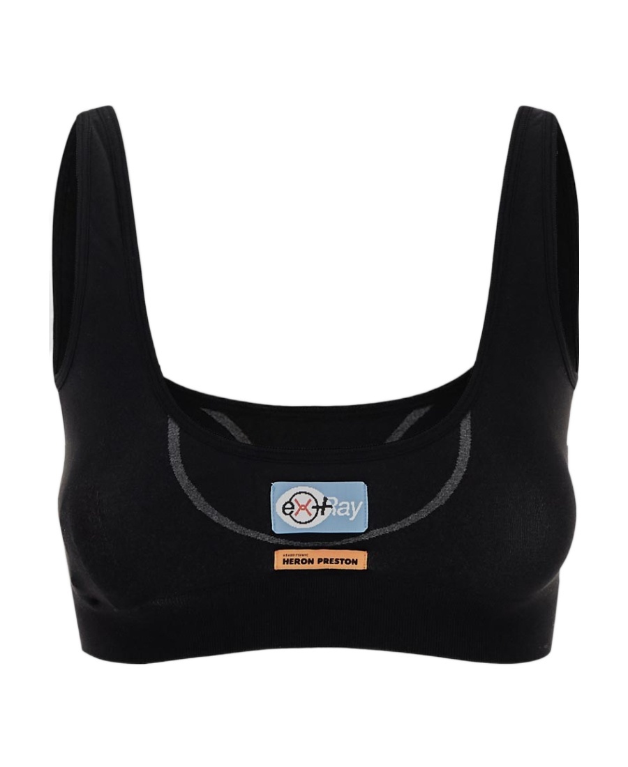 Heron Preston Logo Printed Scoop Neck Sports Bra In Black