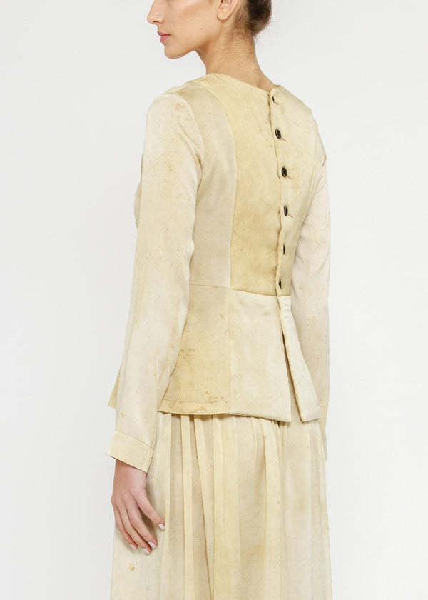 Shop Uma Wang Button Round Neck Blouse In Nude