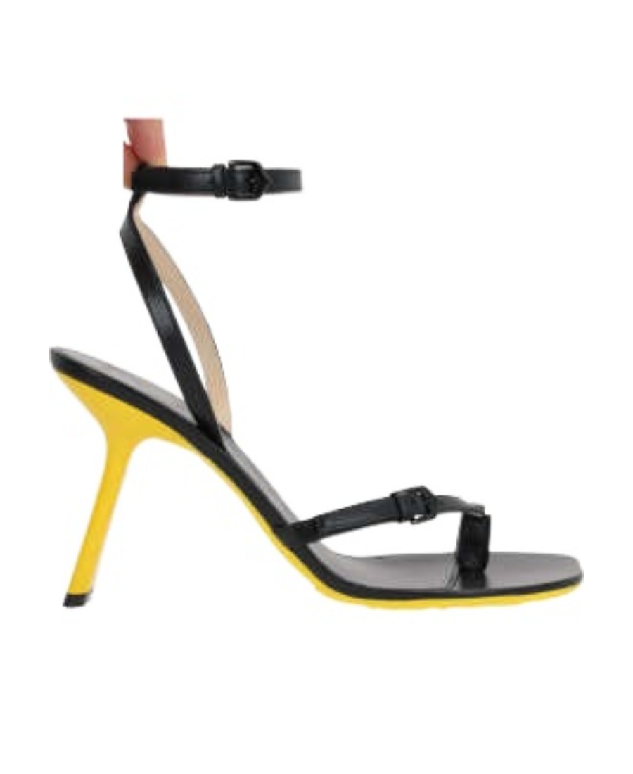 Loewe Petal Monstera Leather Sandals In Black