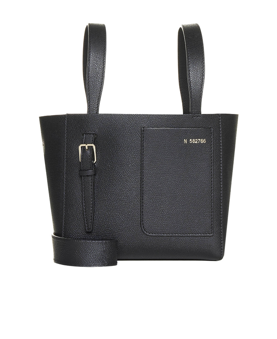 Valextra Micro Soft Leather Bucket Bag In Black