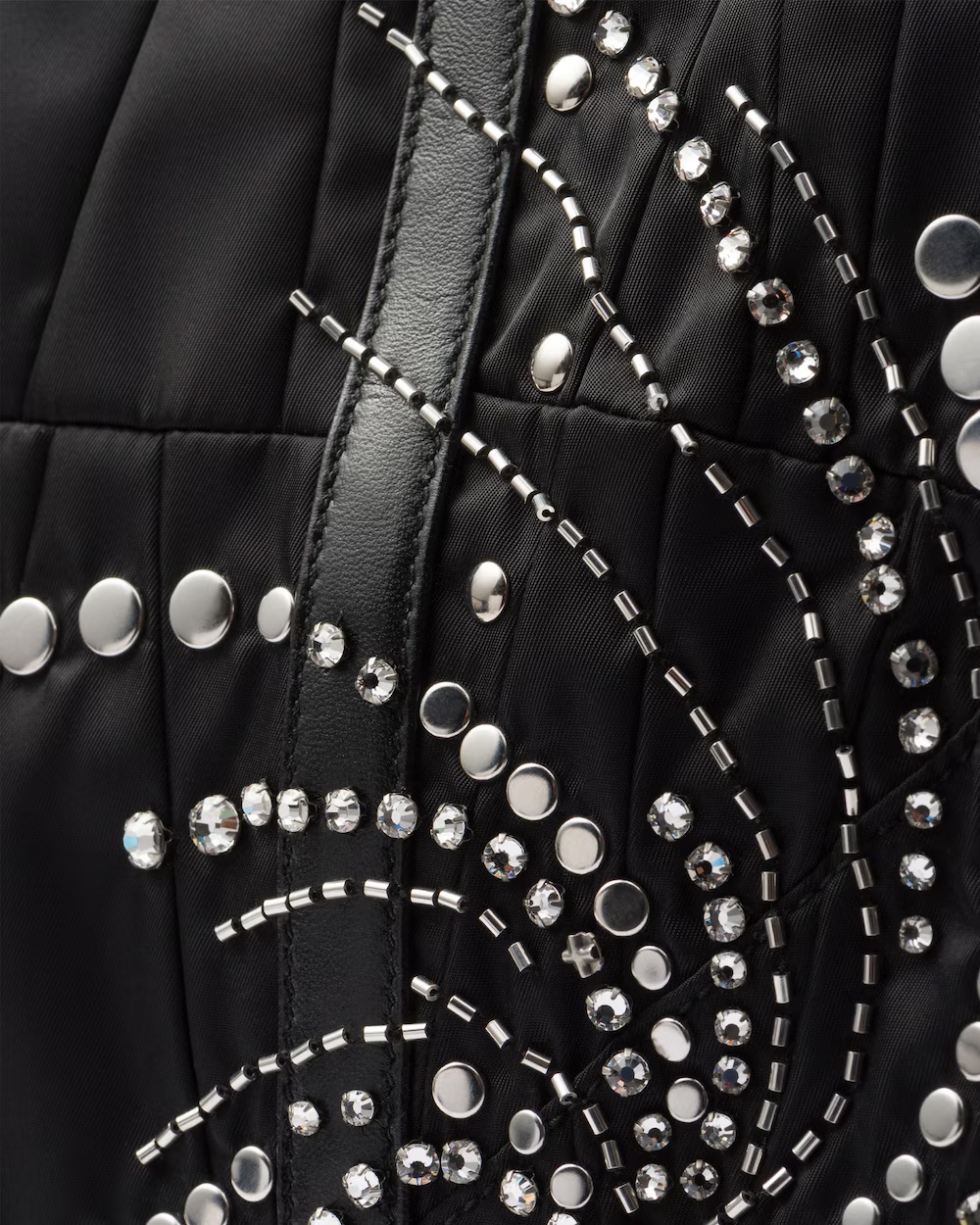 Shop Prada Large Re-nylon Patchwork Tote Bag With Embroidery In Black