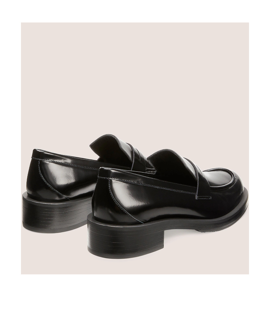 Stuart Weitzman Palmer Bicolor Penny Loafers In Black
