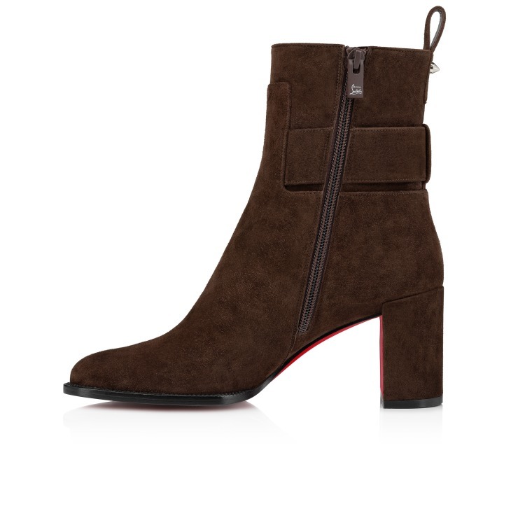 Christian Louboutin Booty Lock Suede Heeled Boots 70 In Black