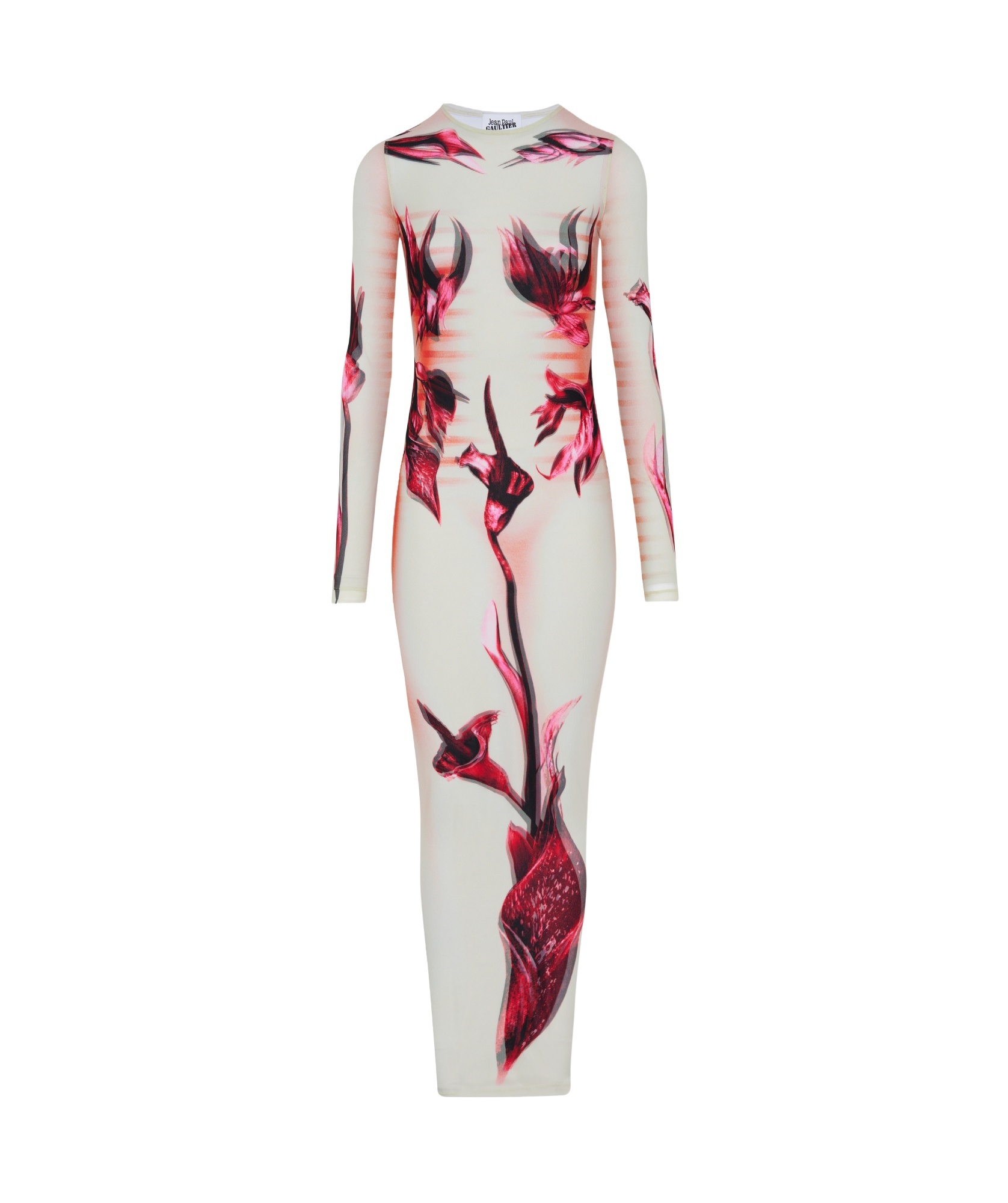 Shop Jean Paul Gaultier Double-layered Printed Maxi Dress In White