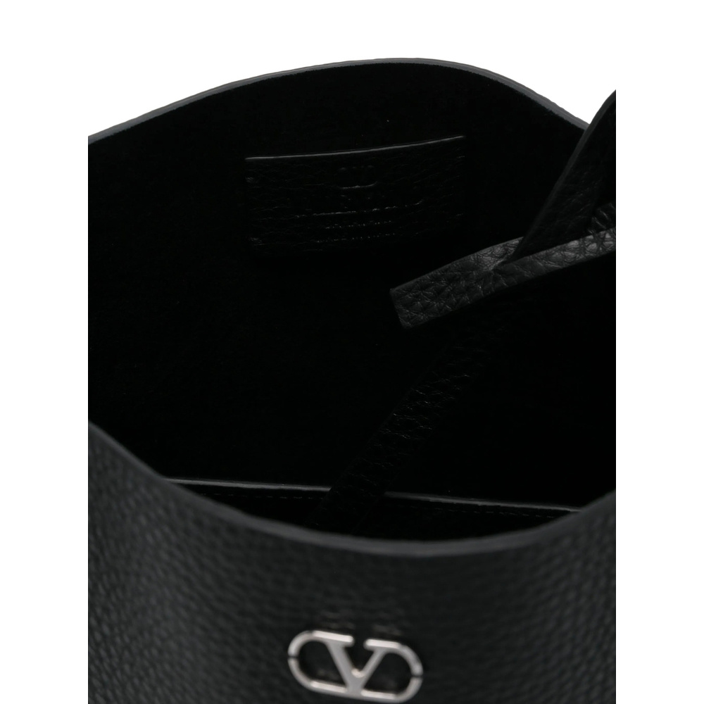 Valentino Studded Leather Tote Bag In Black
