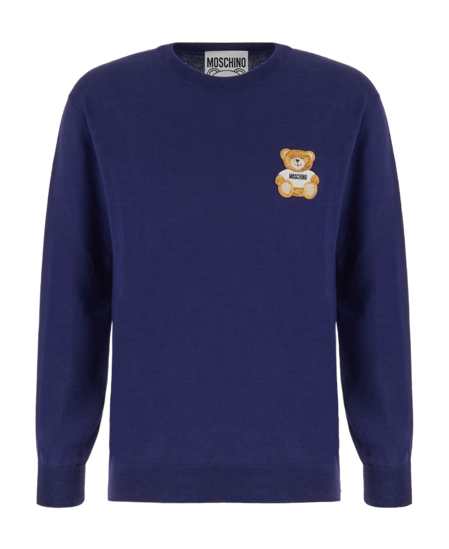 Moschino Blue Wool Sweater In Blue