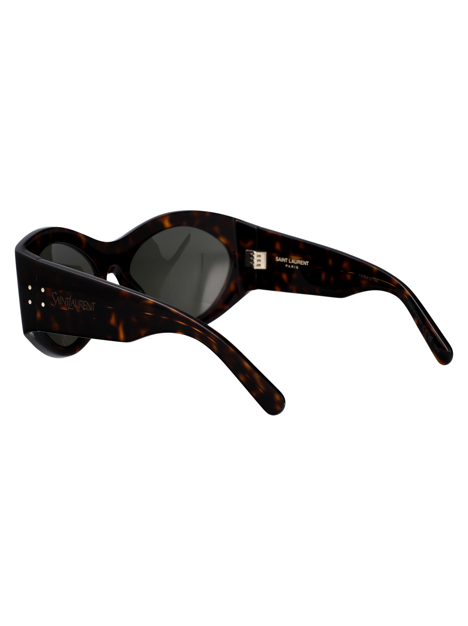 Saint Laurent Havana-havana-grey Recycled Acetate Sunglasses In Black