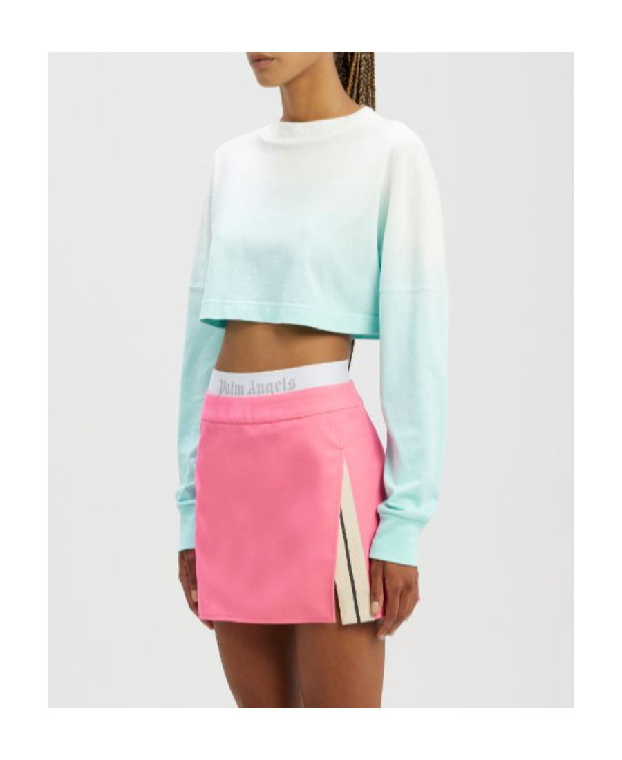 Palm Angels Gradient Cropped Long-sleeve T-shirt In Blue