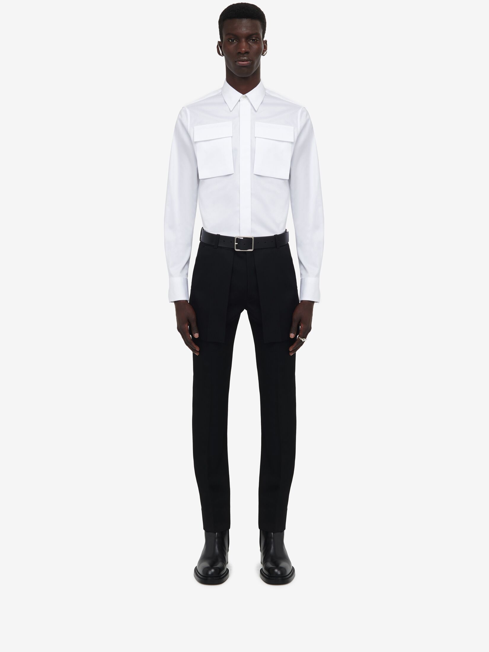 Alexander Mcqueen Long Sleeved Pocket Detailed Shirt In White