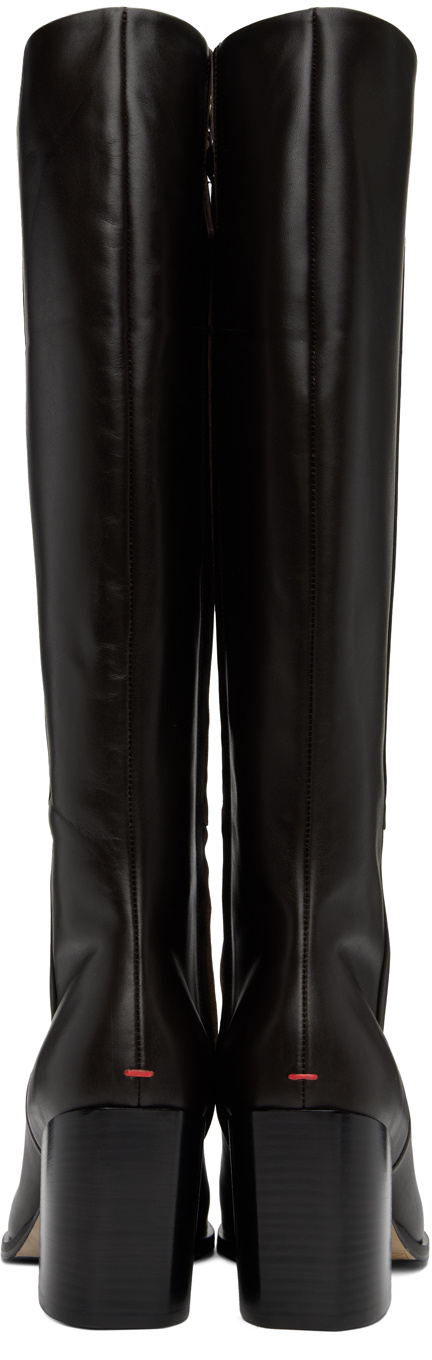 Aeyde Brown Teresa Knee-high Boots In Black