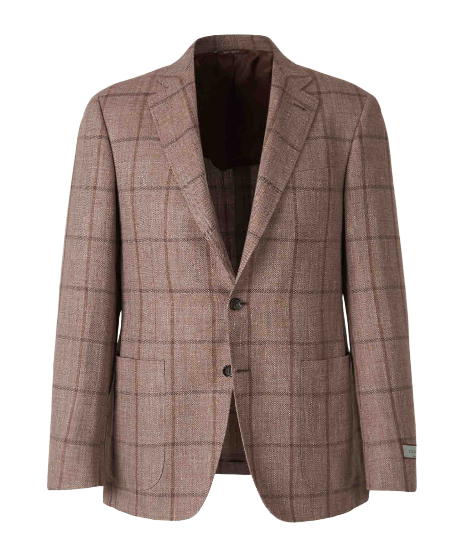 Canali Textured Check Pattern Jacket In Brown