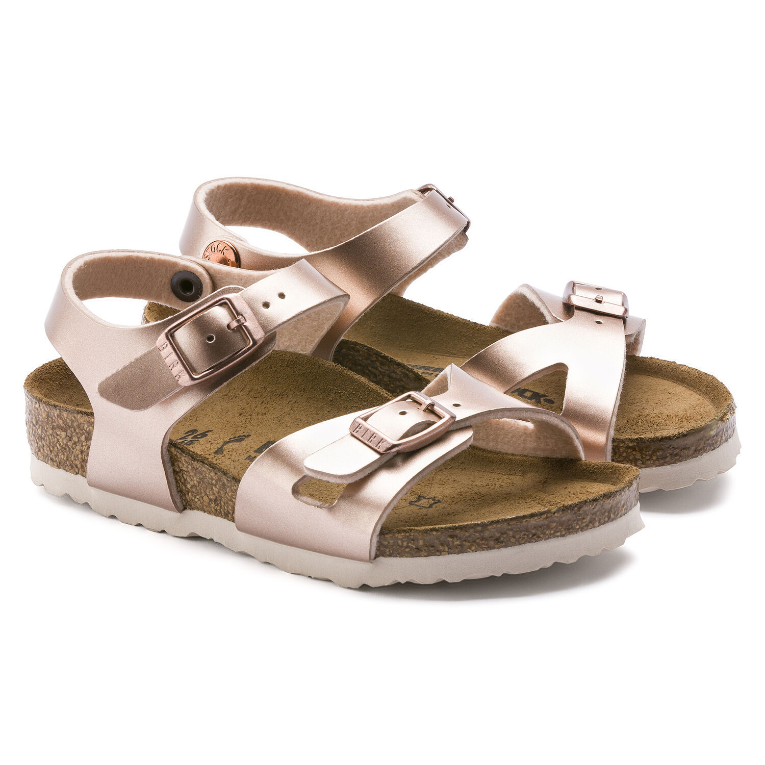 Birkenstock Metallic-effect Leather Sandals In Brown