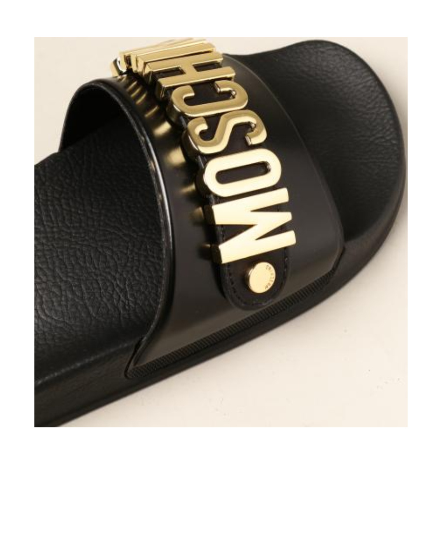 Moschino Pvc Sandal Slide With Lettering Logo In Black