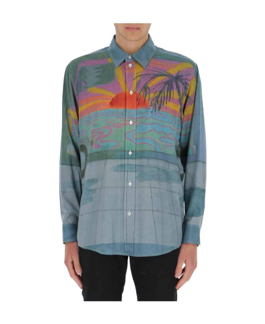 Celine Printed Long-sleeved Shirt In Multicolor