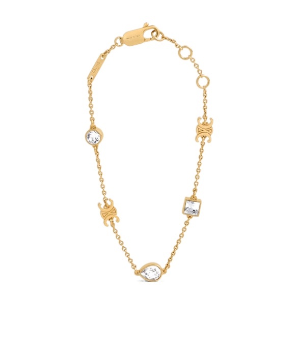 Celine Triomphe Twinkle Bracelet In Strass And Brass With Gold Finish In Gold