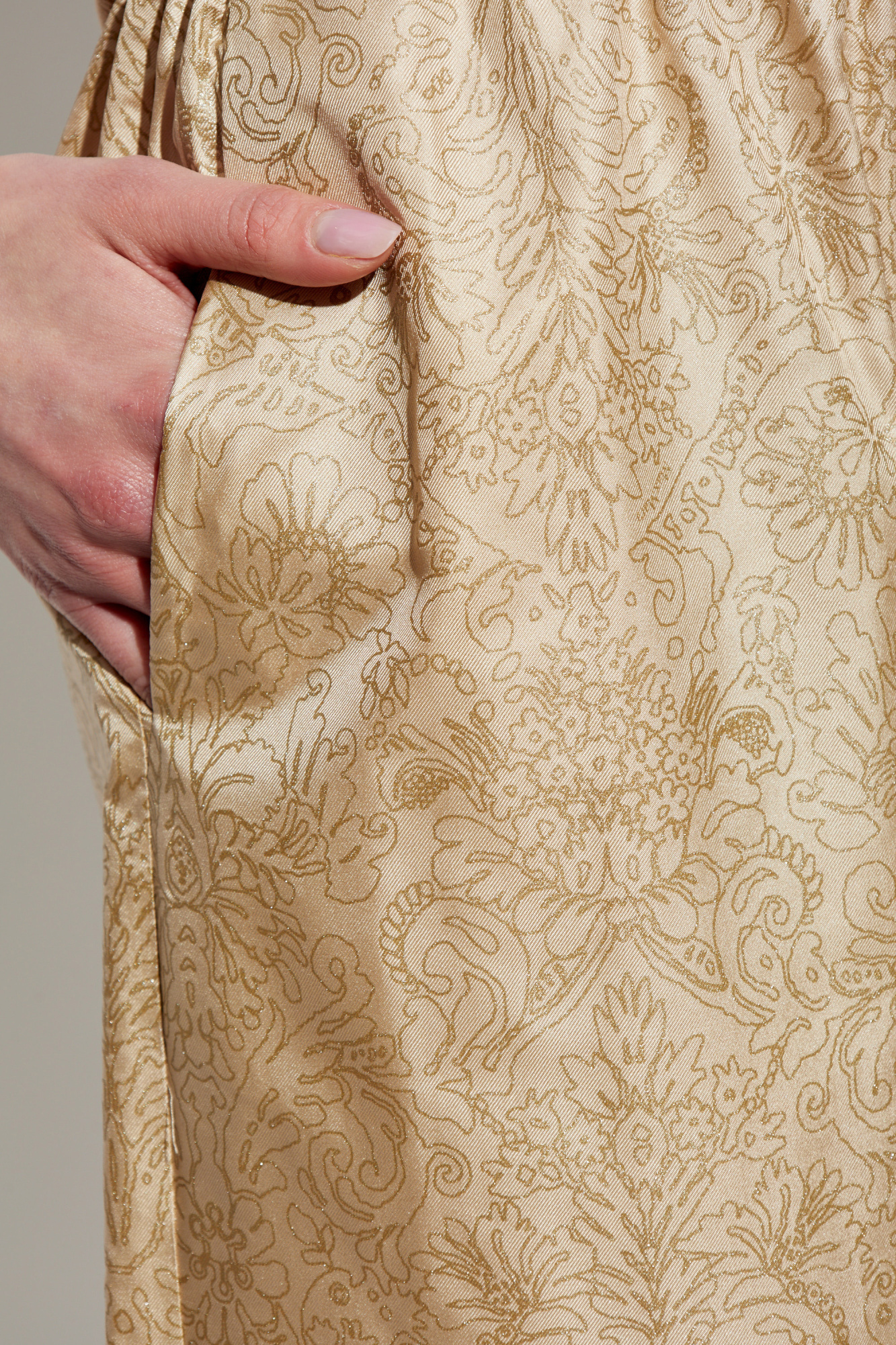 Max Mara Domizia Printed Silk Pants In Nude