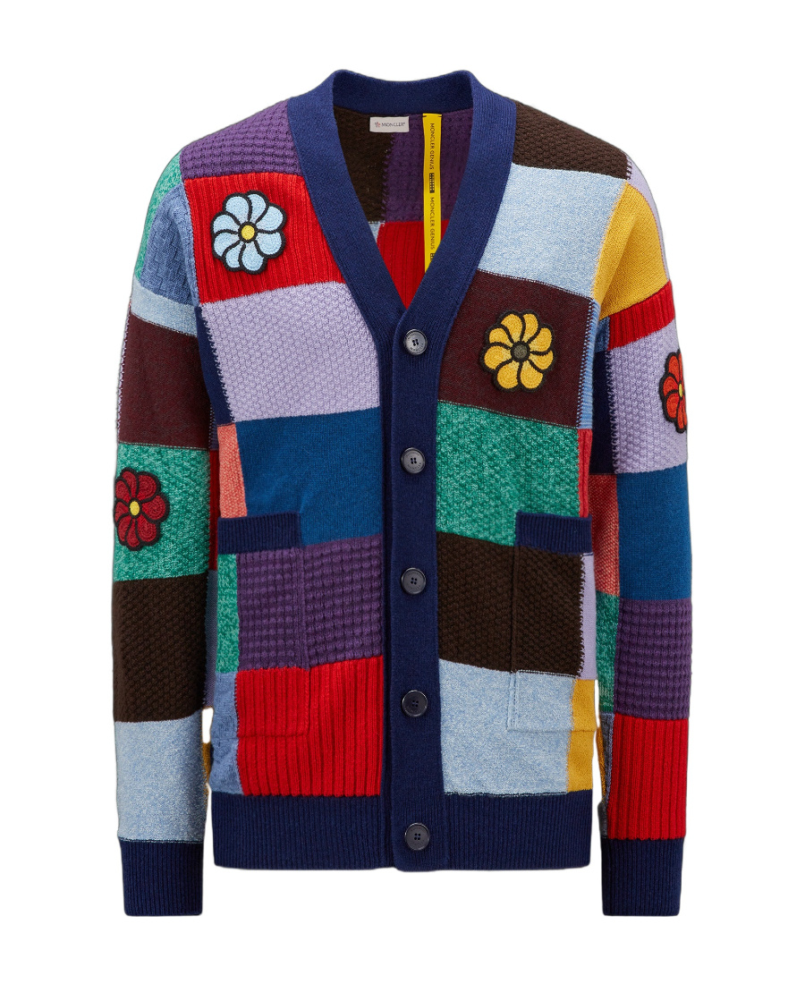 Moncler X Jw Anderson Patchwork V-neck Cardigan In Multicolor