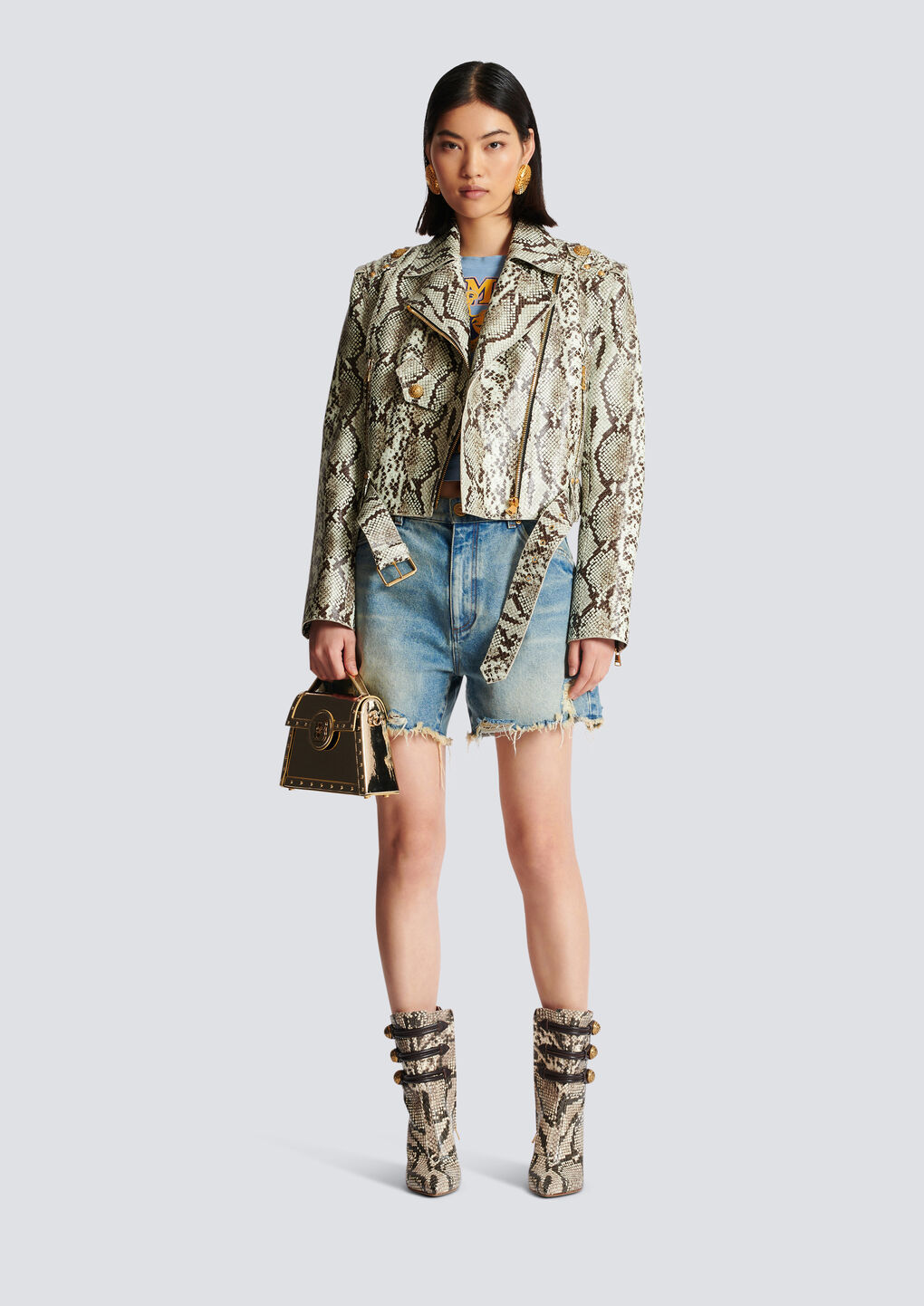 Balmain Mid-rise Frayed Denim Shorts In Blue