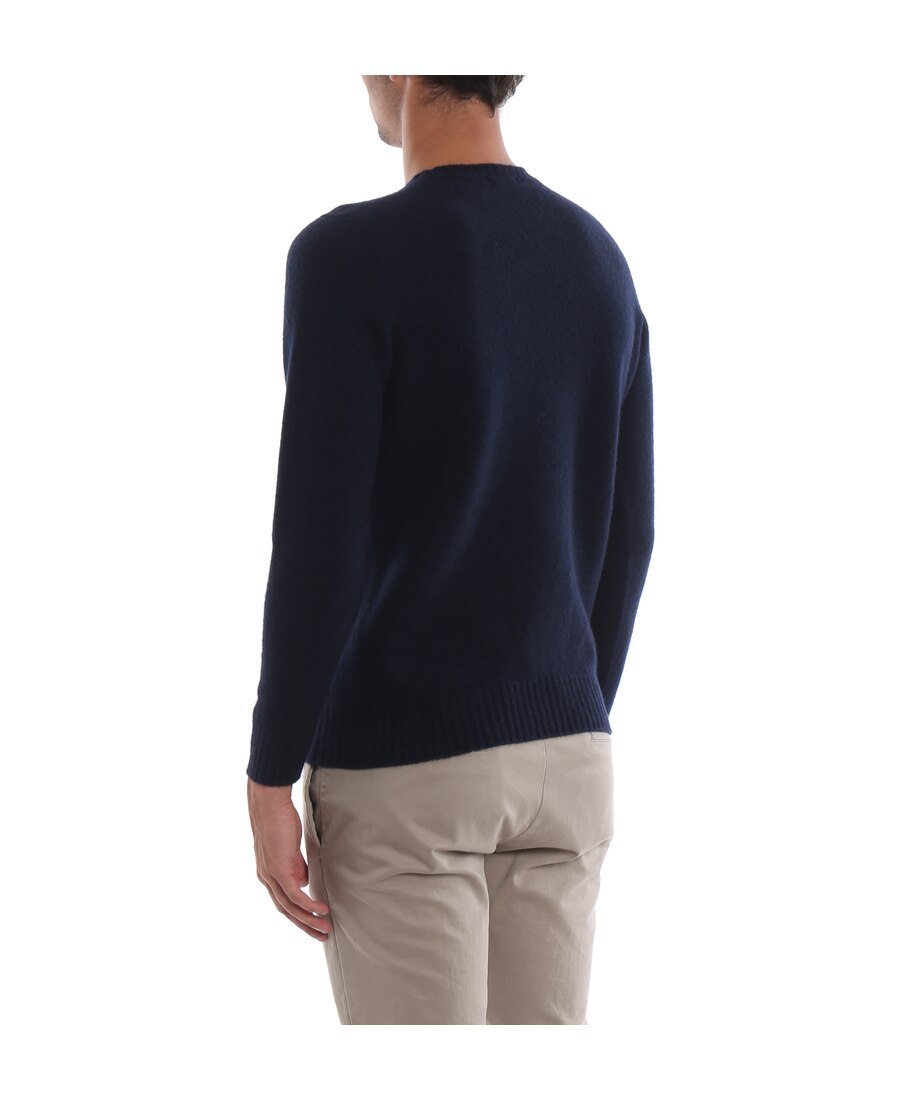Drumohr Crew Neck Ribbed Detail Jumper In Black