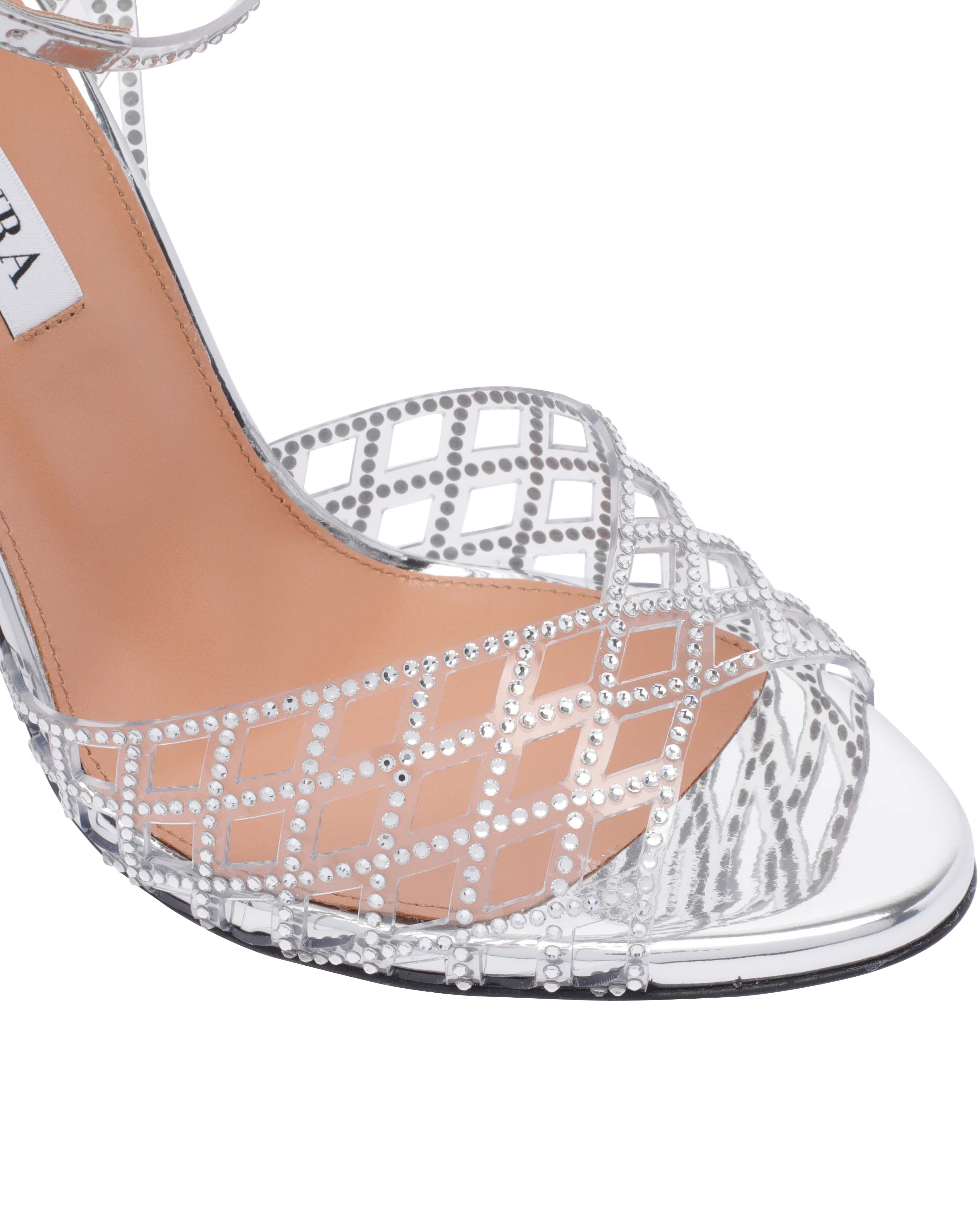 Shop Aquazzura 105mm Leather Sandals In White