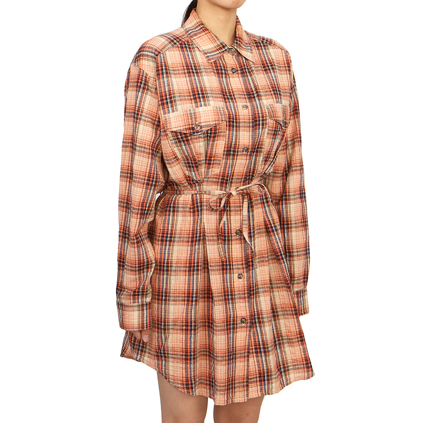 Isabel Marant Étoile Liliane Plaid-check Mini Shirtdress In Nude