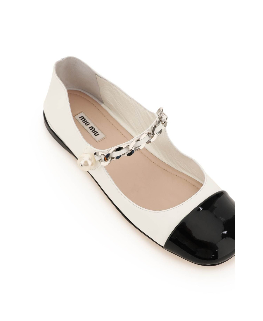 Miu Miu Ankle Strap Ballerinas In White