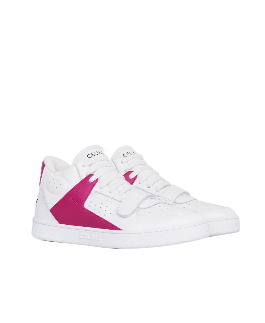 Celine Ct-02 Leather Mid-top Sneakers In White