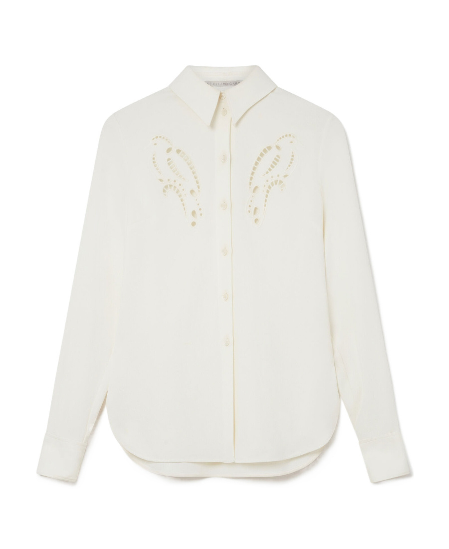 Stella Mccartney Petal Crochet Compact Crepe Shirt In White