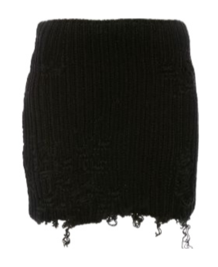 Jw Anderson Distressed Knitted Mini Skirt In Black