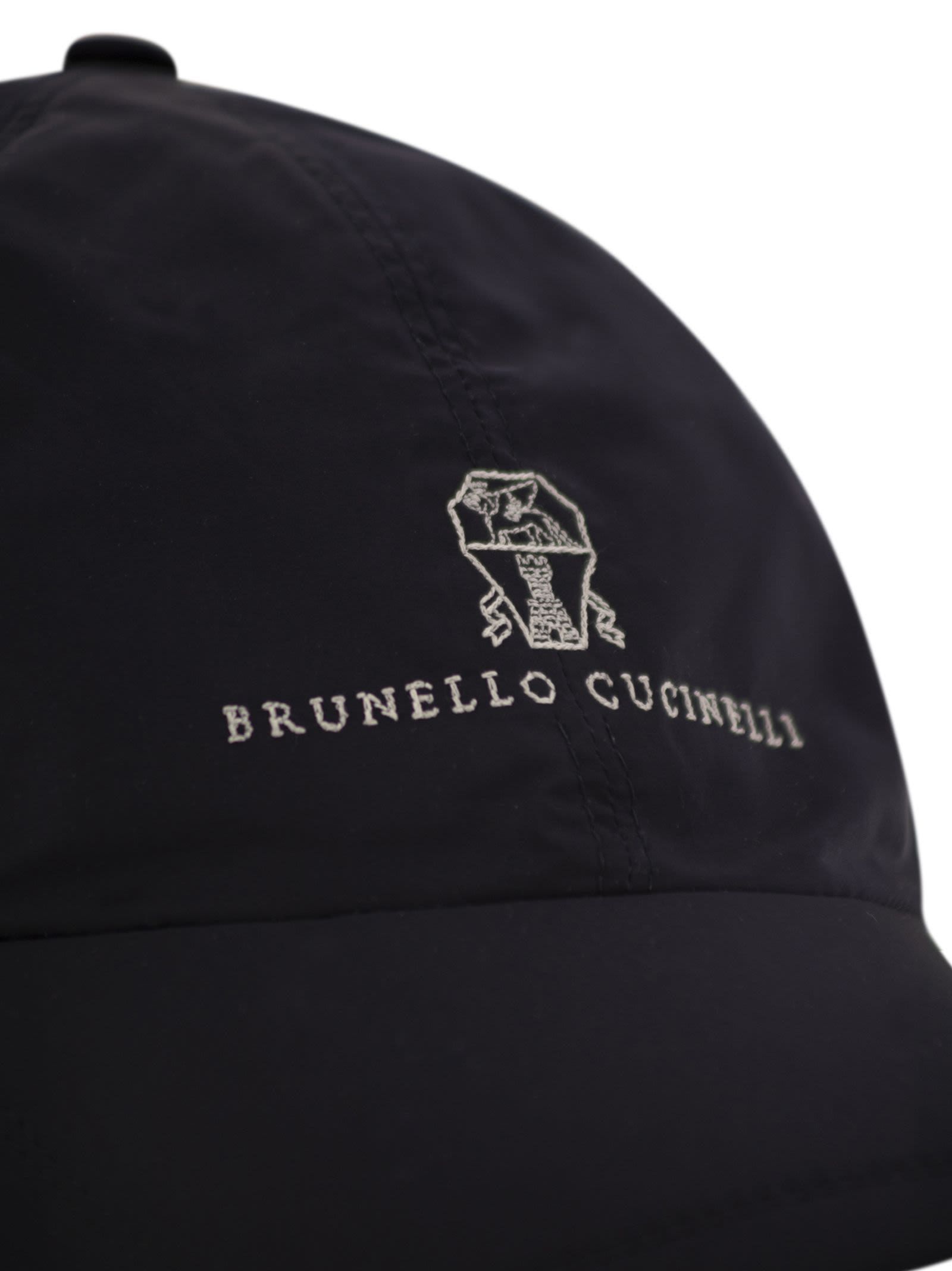Brunello Cucinelli Men Water-repellent Microfibre Baseball Cap With Embroidered Logo