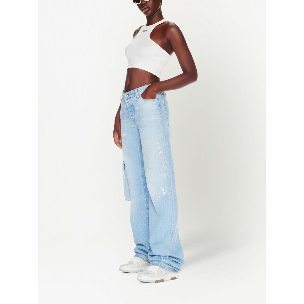 Off-white Toybox Painted Wide-leg Jeans In Blue