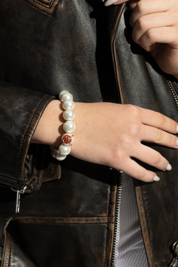 Casablanca Logo Pearl Bracelet In White