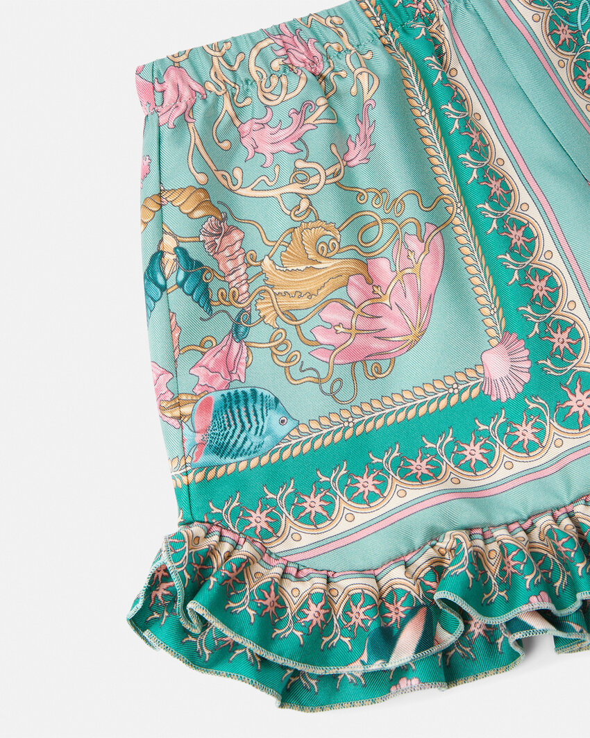 Versace Short De Bain Underwater Barocco Kids En Soie In Green
