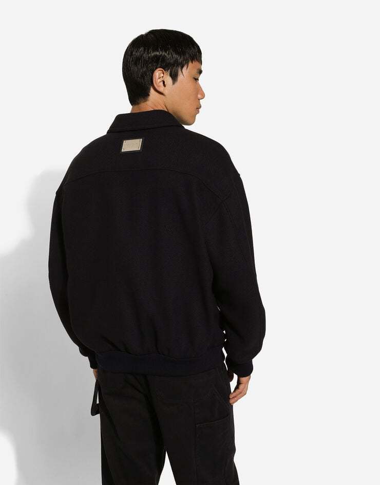 Dolce & Gabbana Logo-plaque Zip-up Bomber Jacket In Black