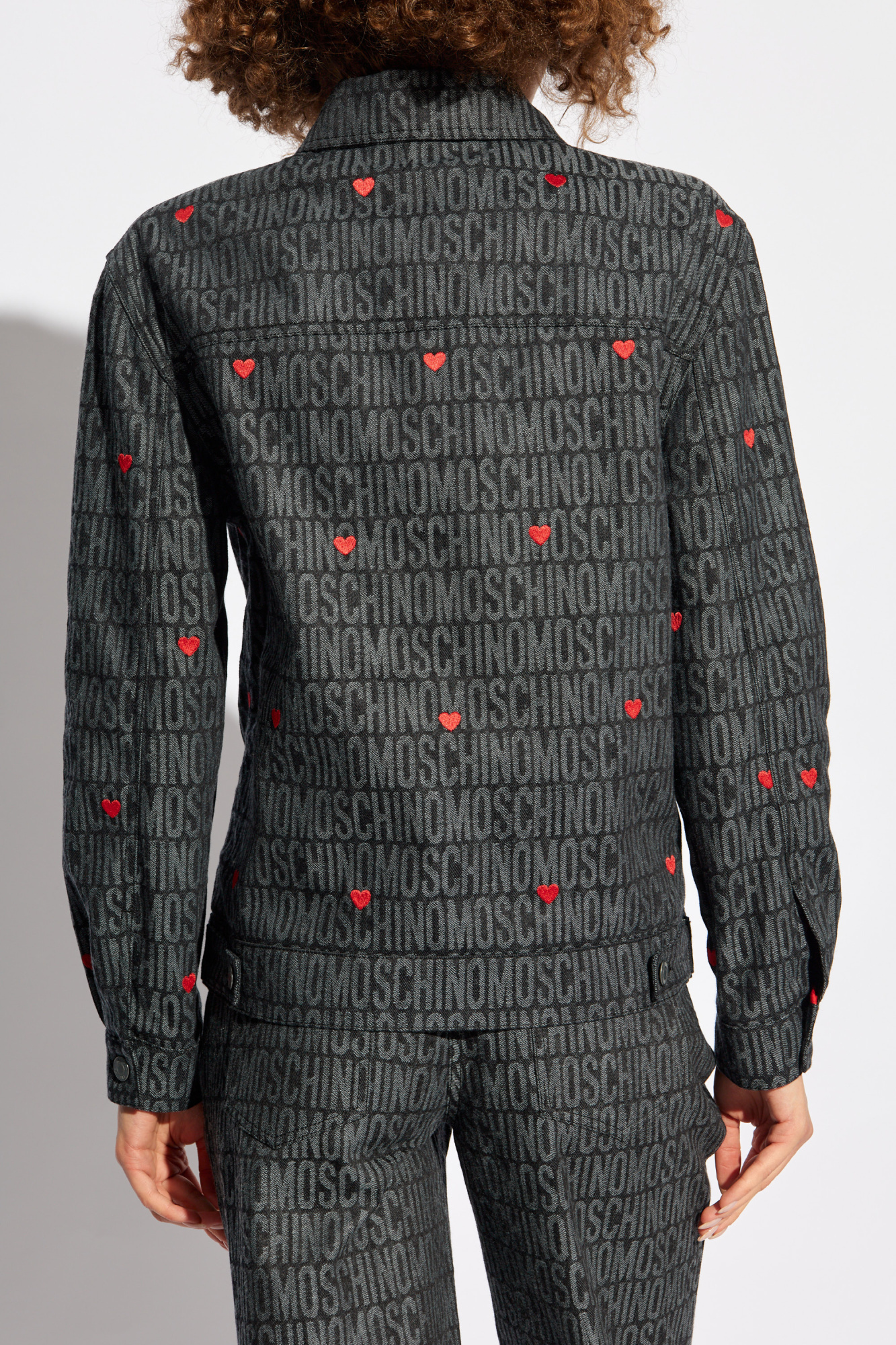Moschino Logo Jacquard Button-up Jacket In Black