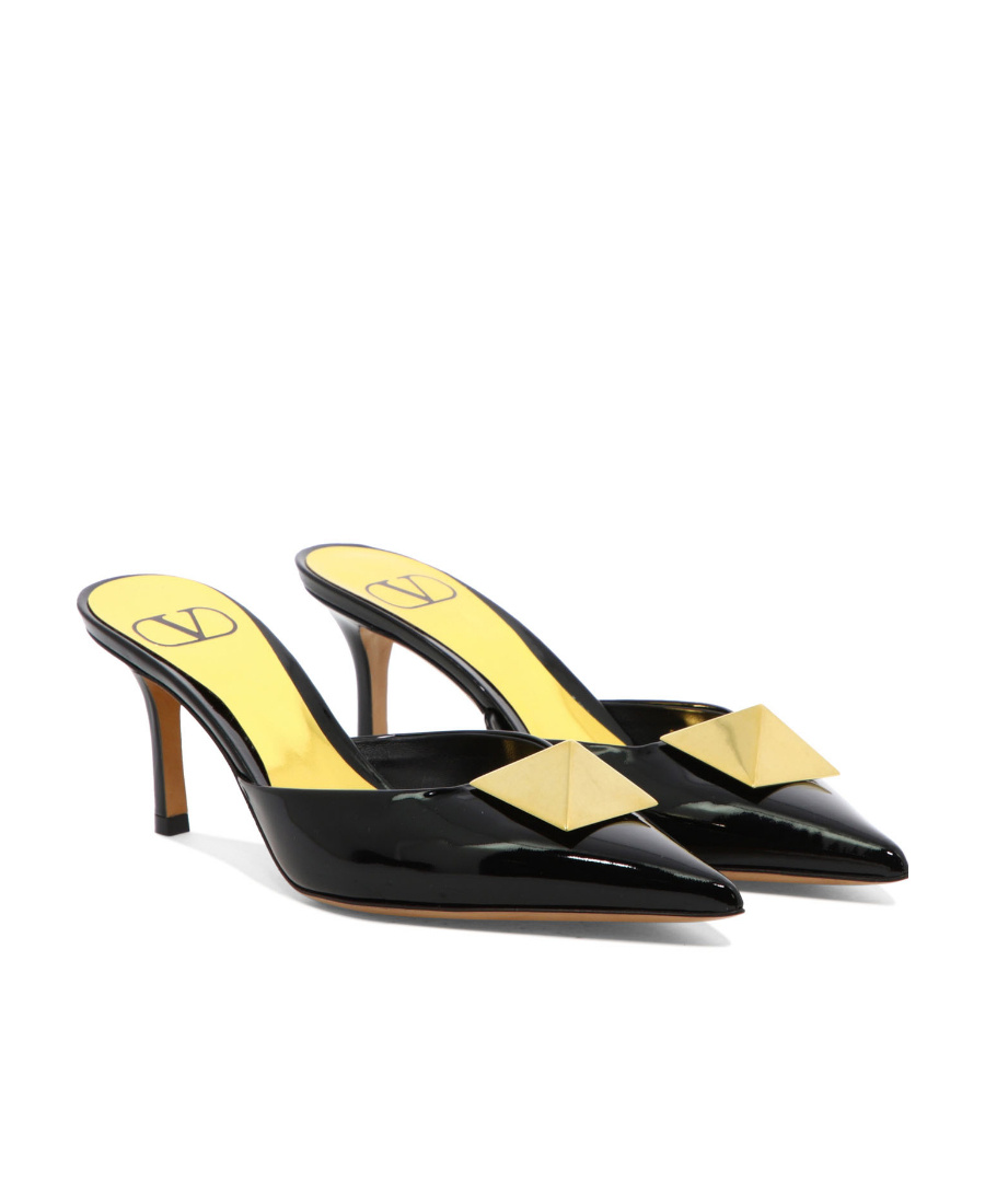 Valentino One Stud 70mm Leather Mules In Black