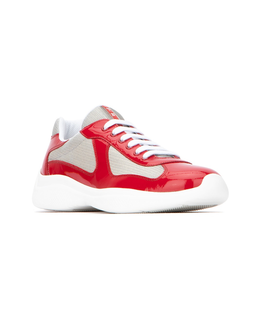 Prada Low Contrasting Panel Sneakers In White