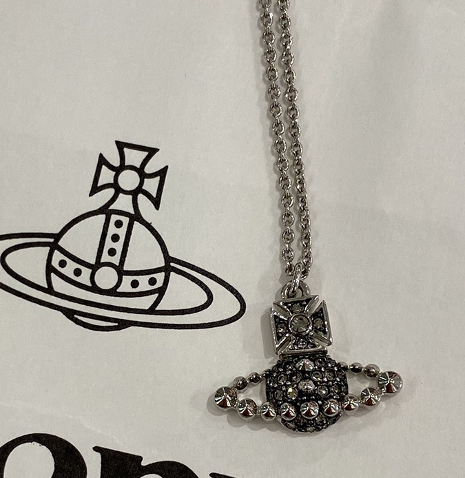 Vivienne Westwood Logo Design Necklace In Gray