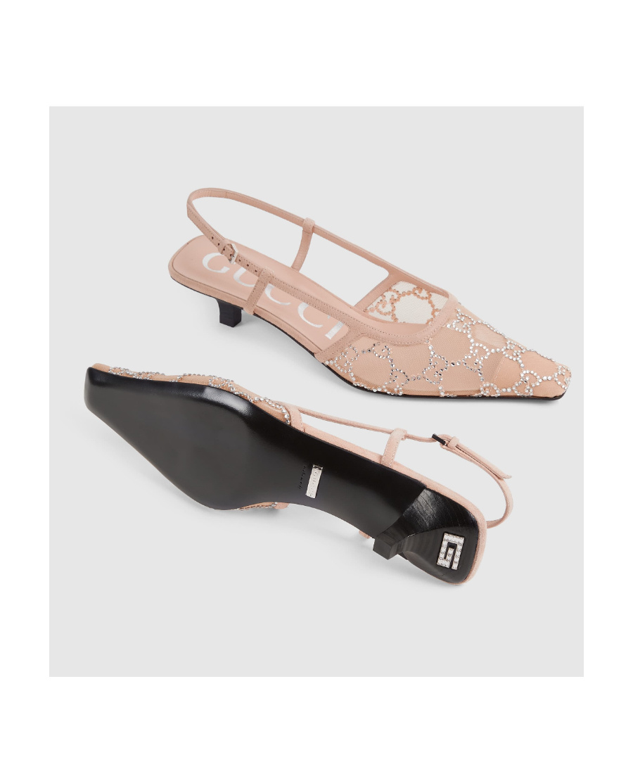 Gucci 35mm Gg-logo Crystal-embellished Pumps In Pink