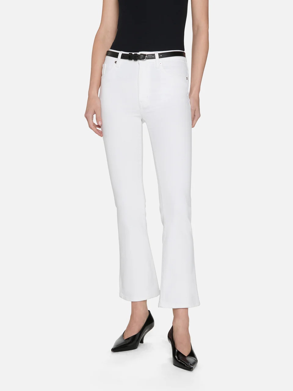 Frame High-waisted Flared Casual Pants In White