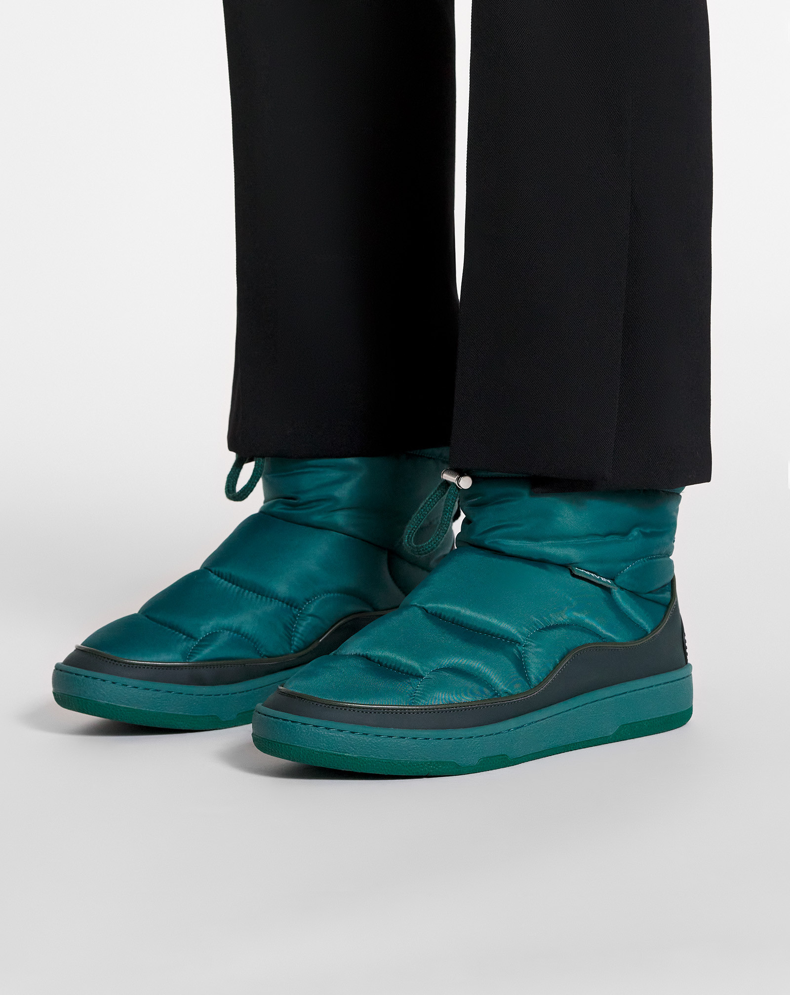 Lanvin Quilted Drawstring-ankle Boots In Blue
