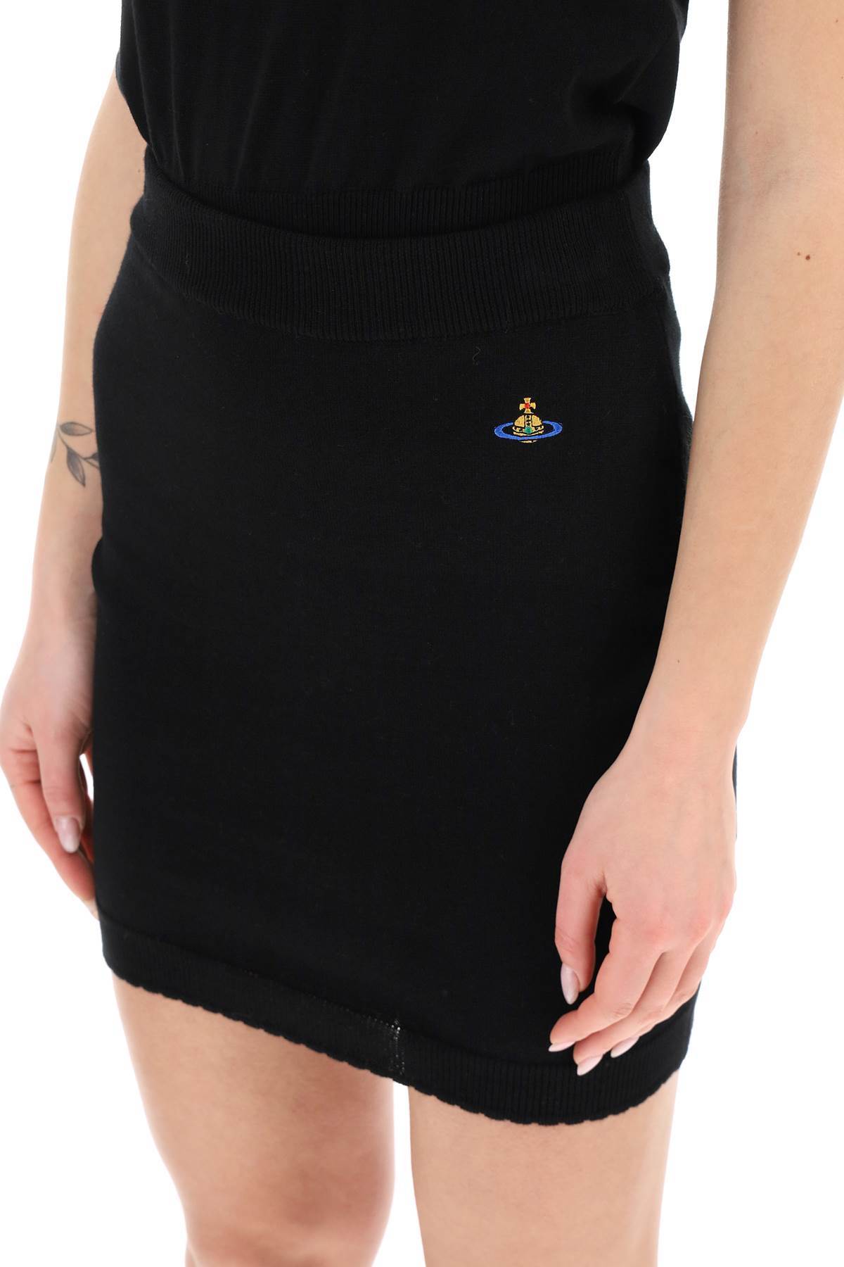 Vivienne Westwood Bea Logo Cotton Knit Mini Skirt In Black