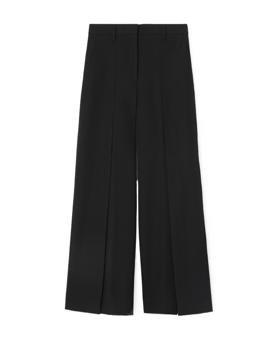 Burberry Pleated Wide-leg Wool Trousers In Black