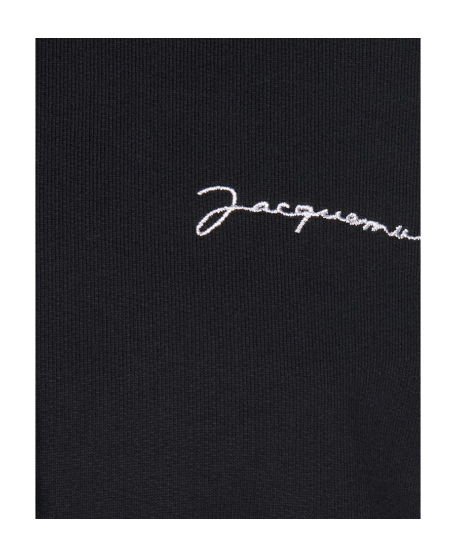 Jacquemus The Gros Grain Cropped Hooded Sweatshirt In Black