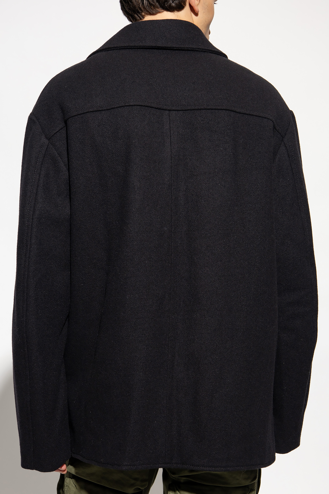 Dries Van Noten Black Constructed Wool Overshirt In Black